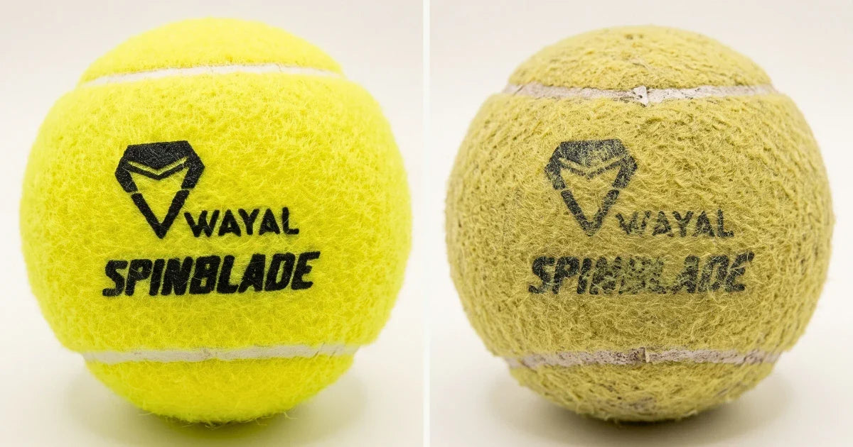 Comparaison entre une balle WAYAL SpinBlade neuve et une balle usée