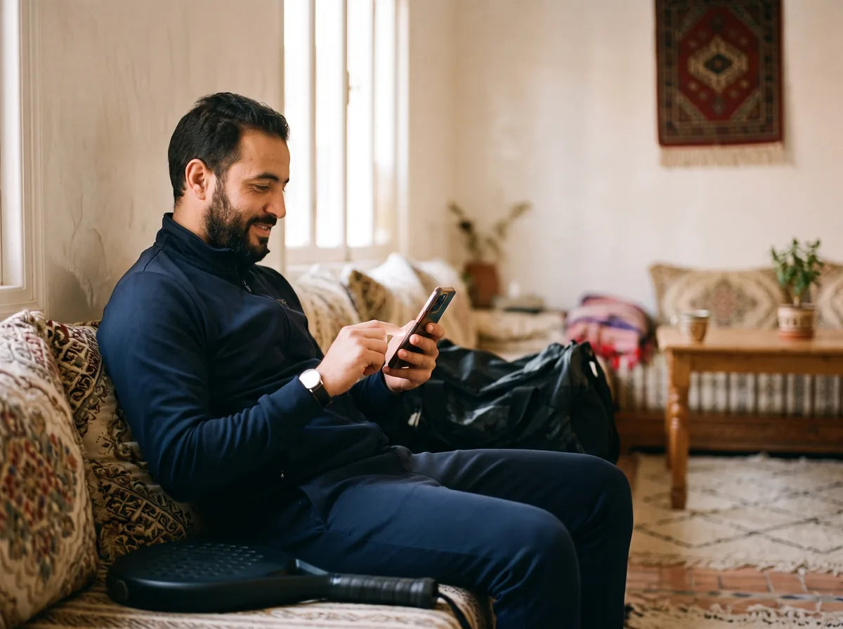 Un joueur commande depuis son téléphone